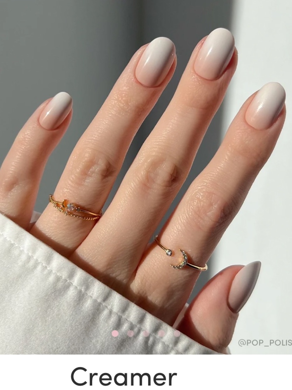 Glamnetic Creamer Press-On Nails - Neutral Cream Shade Short Oval